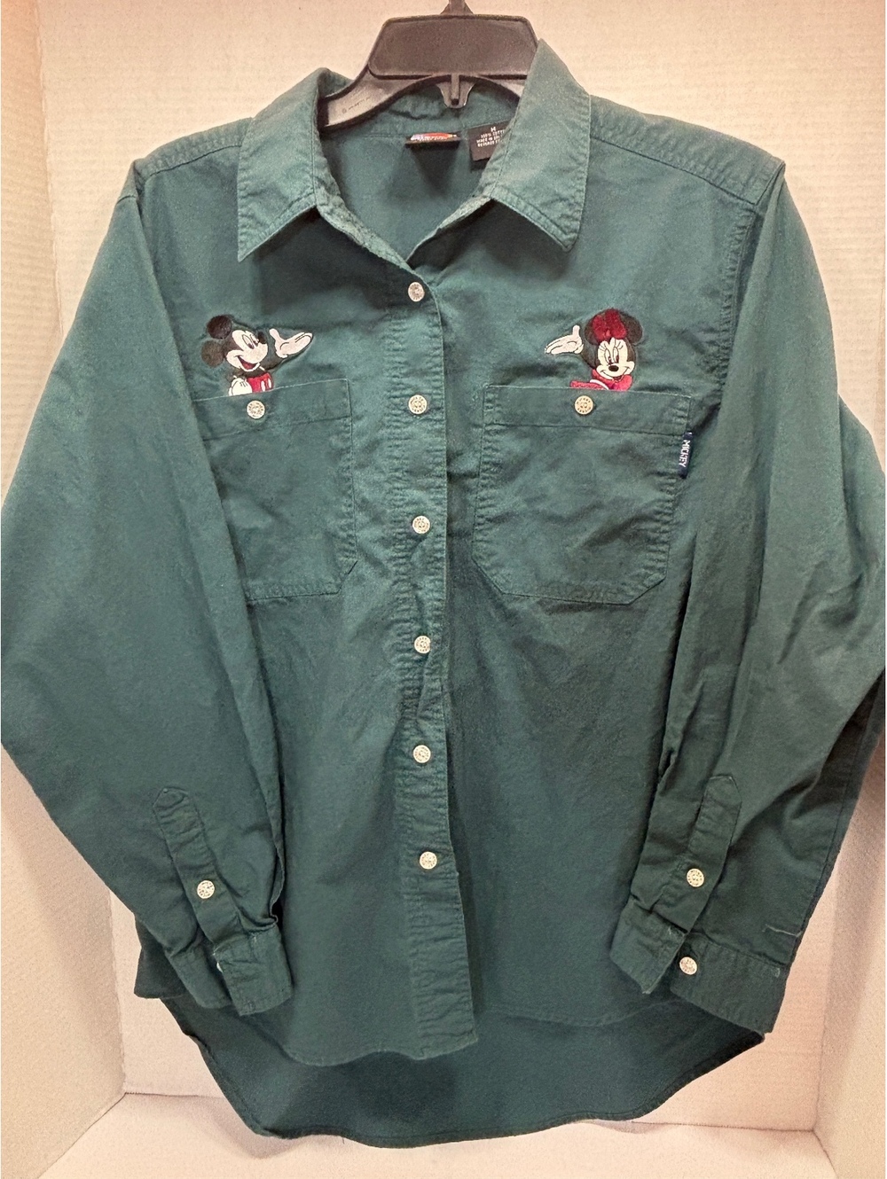 Jerry Leigh Mickey Mouse green long sleeve button-up shirt